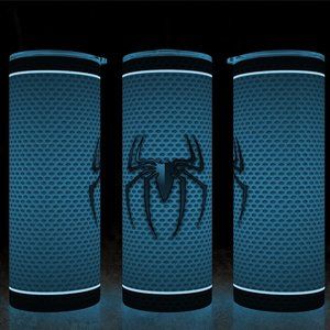 Glow in the Dark Spiderman Carbon Fiber with Black and White Trim 20oz